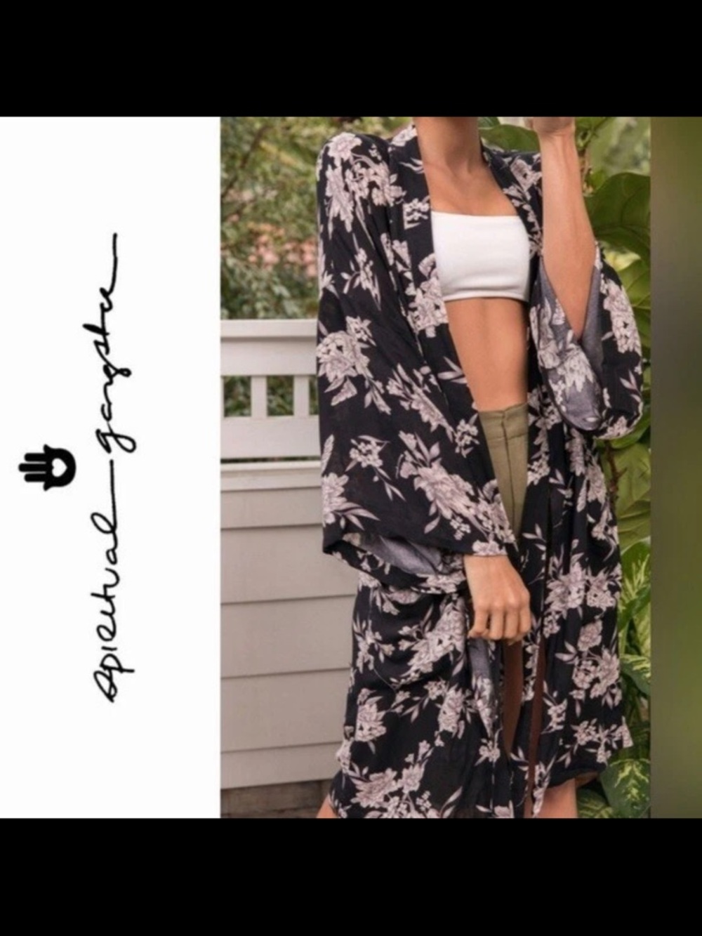 Spiritual Gangster Black and White Floral Kimono